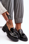 Loafers With Fringes Lacquered Shoes Black Velenase