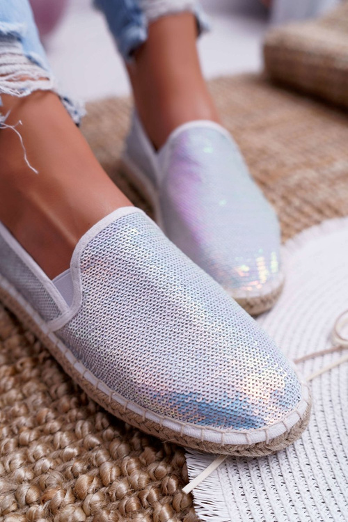 Women's Espadrilles Big Star Iridescent Sequins White DD274A162