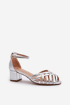 Women's Sandals in Faux Leather with Low Heel Silver Monsha