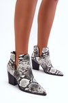 Women's Snake Booties with Cutouts Black and White Caderina