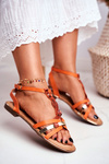 Elegant Sandals With Snake Pattern Orange Brooke