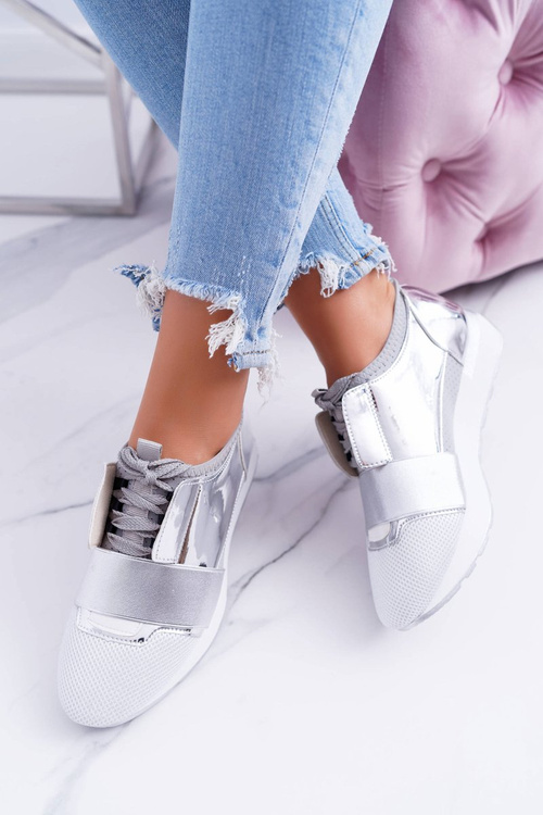 Lu Boo Damskie Srebrne Sportowe Buty Madoni