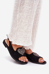 Women's Sandals With Decorative Heart S.Barski KV27-018 Black