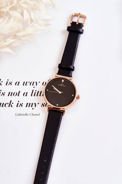 Women's Classic Watch On A Leather Strap Giorgio & Dario Black