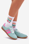 Sneakersy Damskie Niskie Eko Skóra Miętowe Nonalorin