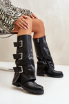 Insulated Boots With Turned Shaft And Buckles Black Cialetta