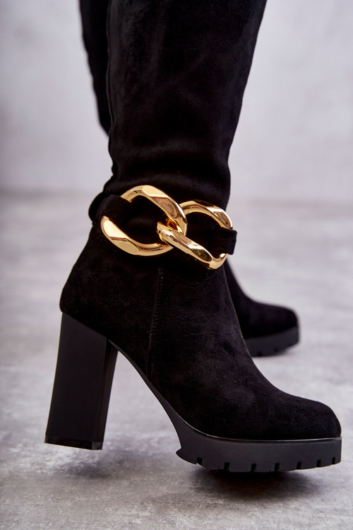 Suede Boots With Detachable Chain Black Jackson