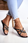 Rubber flip flops studded with rhinestones Havana