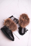 Women's Leather Snow Boots With Eko Fur Patent Black Alexa