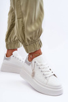 Women's Sport Shoes On Massive Platform White-Silver Mariell