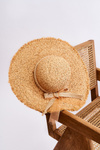 Women's Straw Hat with Jute Bow Beige