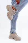 Sneakersy Damskie Masywna Platforma Beżowe GOE NN2N4046
