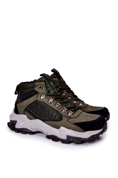 Buty Trekkingowe Skórzane Wiązane Big Star Khaki II174202