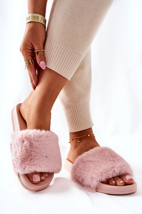 Rubber Moulded Slippers With Eco Fur Pink Emmie