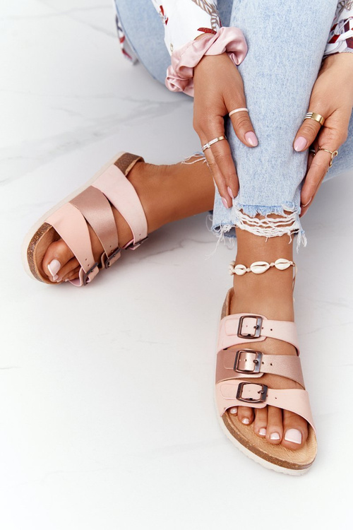 Leather Profiled Slippers Big Star HH274586 Pink-Copper