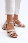 Women's High Heel Sandals in Faux Leather Sergio Leone SK894 Beige