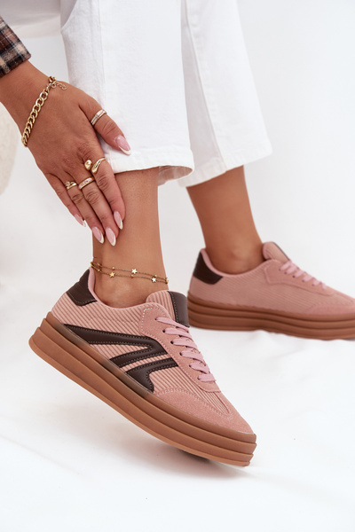 Corduroy Women's Sneakers on Platform Pink Skye