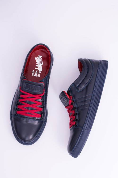 Męskie Skórzane Tenisówki Granatowe Elon