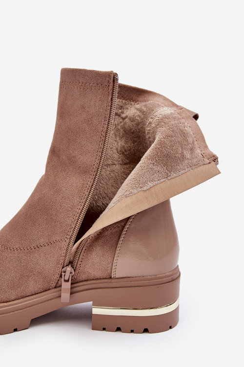 Botki Klasyczne Skóra Plaski Obcas Beżowe Shendete JJ46P