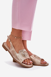 Women's Sandals On Flat Heel With Decoration S.Barski KV51-002 Rose Gold