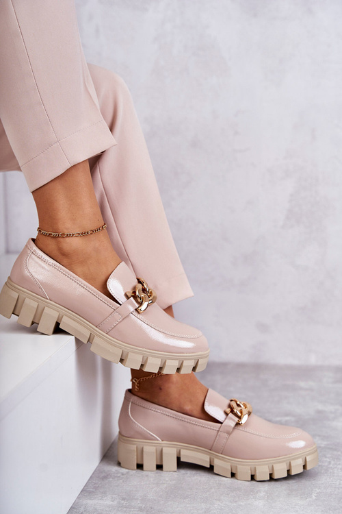 Lacquered Loafers On The Platform Beige Inger
