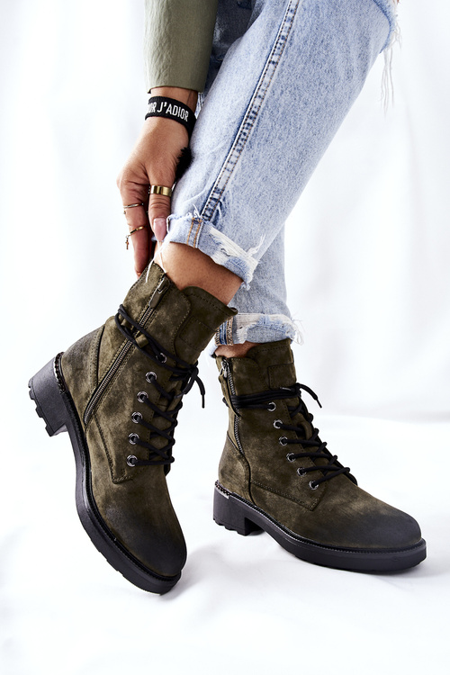 High boots Workers With Sliders Green Maisa