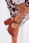 Women's Sandals On Chunky Heel And Platform Made Of Eco Leather Camel Korlevia