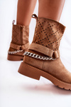 Openwork Booties With A Zipper With A Chain Brown Chantelle 