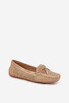 Ladies moccasins with perforated pattern and lacing Khaki Mirisa
