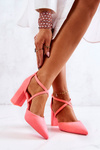 Women's Pumps On Heel Suede Neon Pink Future