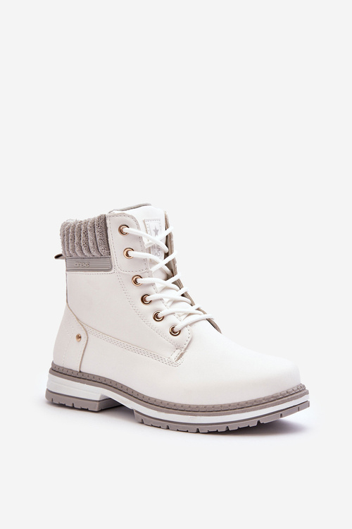 Women's Leather Snow Boots Padded White Katalis