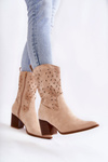 Women's Suede Boots With Cowboy Boots Beige Ariane