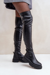 Knee High Boots With Flat Heel Black Feliri