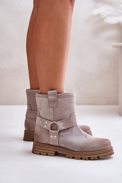 Women's Suede Boots On Flat Heel 3610 Lewski Cappucino