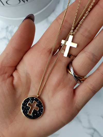 Women's Necklace In Gold Color Double with Cross Vern