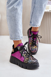 Sneakersy Damskie Na Platformie Skórzane Fuksja Maciejka 06767-15