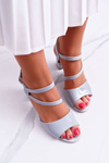 Women's Stiletto Sandals Sergio Leone SK844 Lacquered Grey Tres