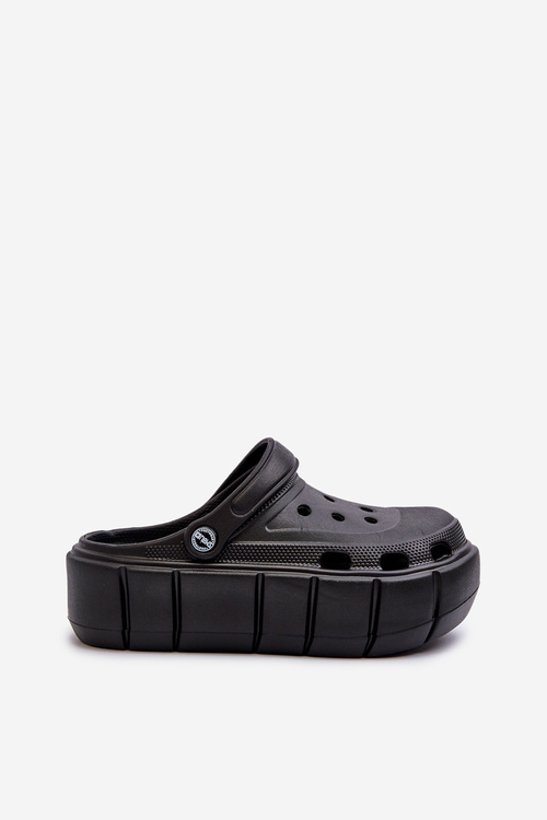 Women's Black Platform Foam Slides Itubia