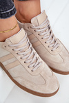 Low suede women's sneakers beige Zazoo N1068