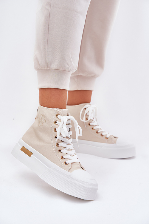 High Women's Sneakers On Platform Beige Laviriona