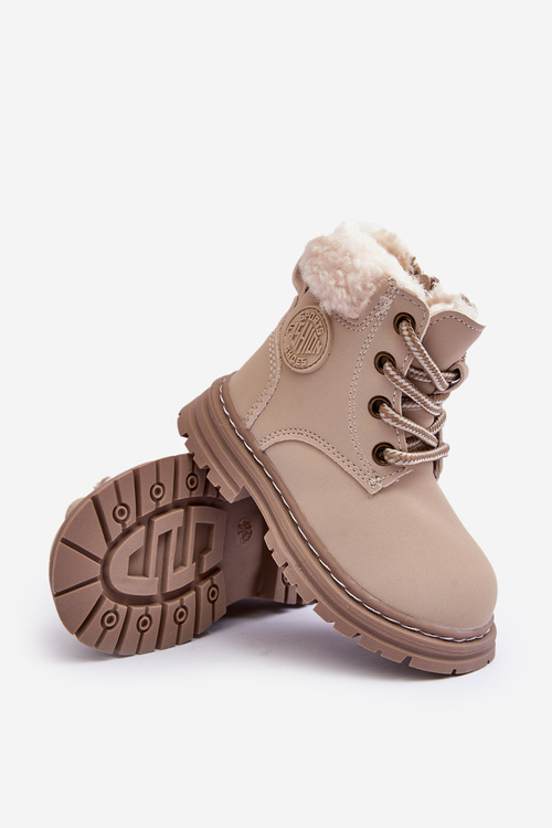 Children's Trapper Boots with Zip and Shearling Beige Marialee