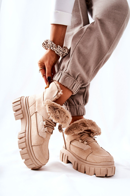 Insulated Trapper Boots Beige Demaris