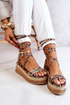 Leather Sandals Espadrilles On the Wedge Beige and brown Shanny