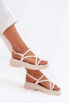 Women's Platform Sandals With Straps Light Beige Civara