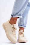 Buty Sportowe Damskie Wsuwane Materiałowe Beżowe Zauna C2002