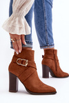 Suede Ankle Boots with Buckle Detail Camel Eftane