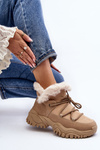 Women's Beige Fur-lined Ankle Boots Cresandi