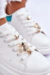 Women's Sports Shoes On A Massive Platform White And Green Chante
