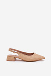 Woven Ladies Sandals On Delicate Heel Beige Jorela
