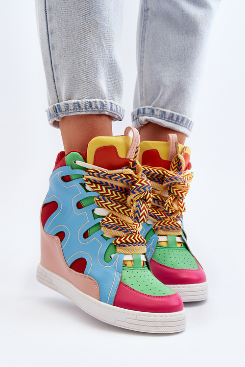 Sneakersy Damskie Koturn Multikolor Leoppa NS393P